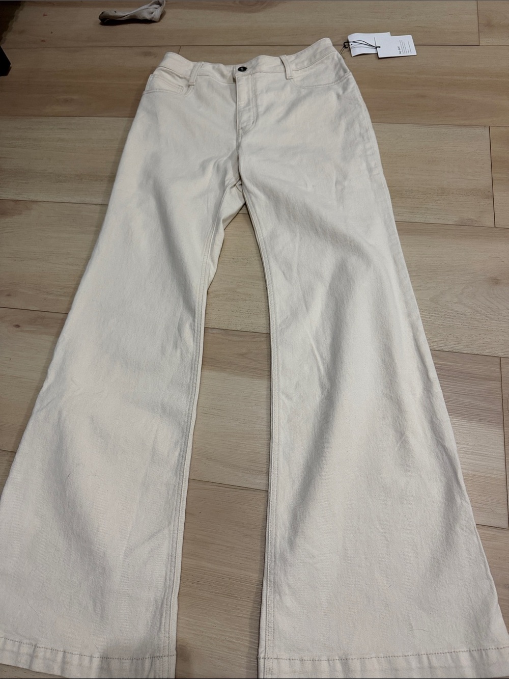 Bella Dahl Cream Wide Leg Flare Jeans size 28
